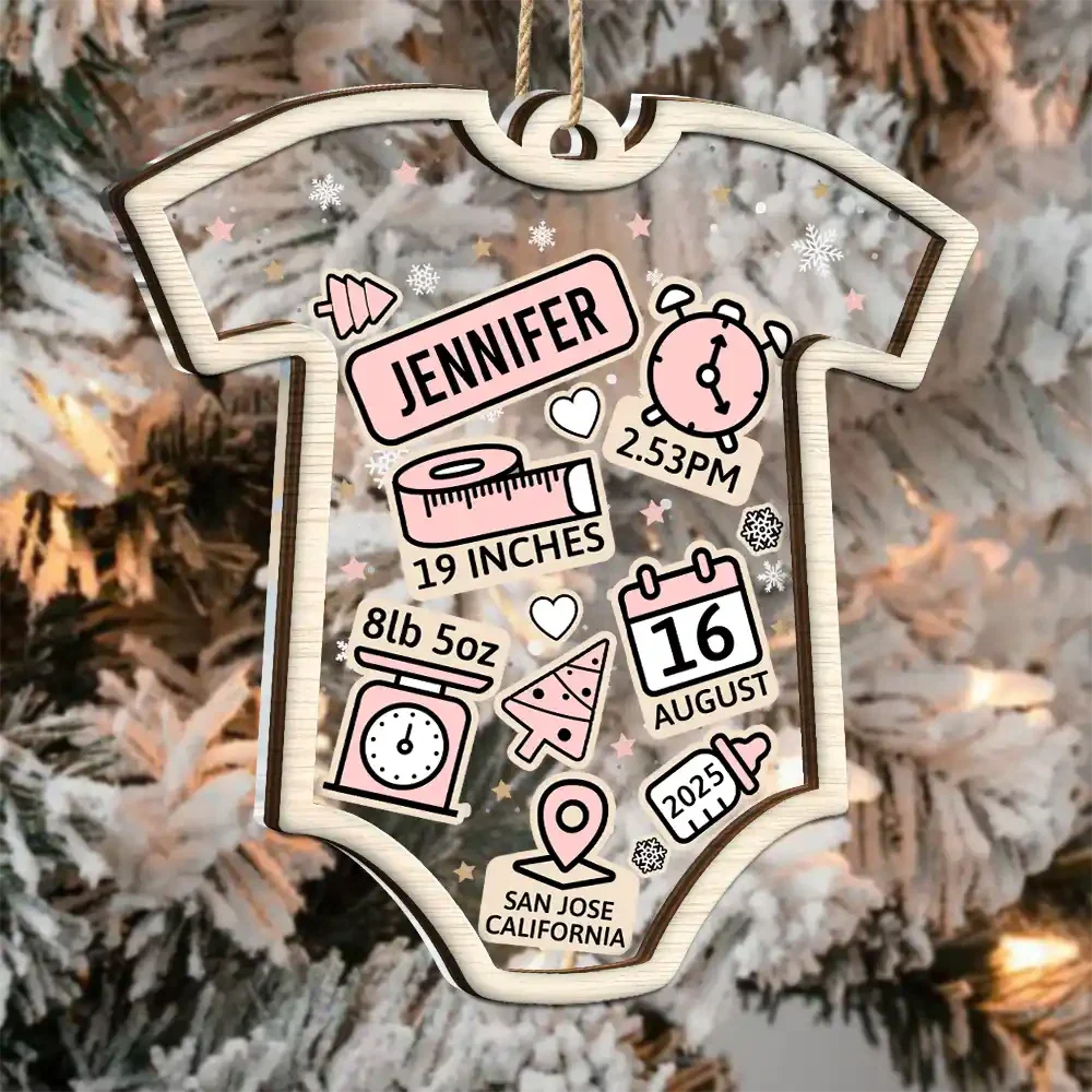 Baby First Christmas - Personalized 2-Layered Mix Ornament - Image 3