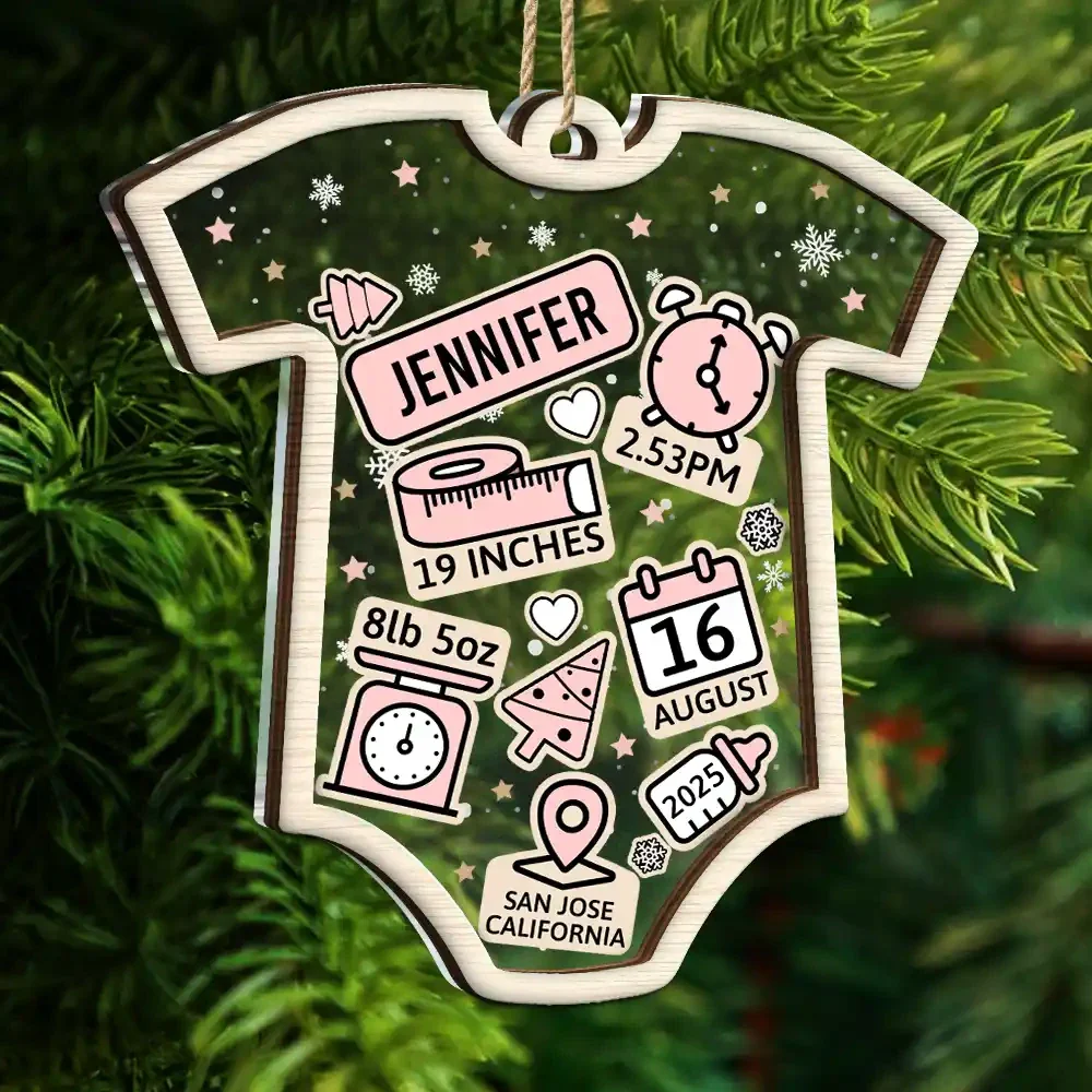 Baby First Christmas - Personalized 2-Layered Mix Ornament - Image 5