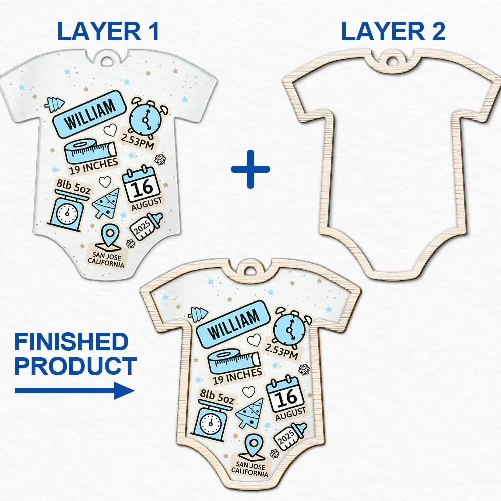 Baby First Christmas - Personalized 2-Layered Mix Ornament - Image 6