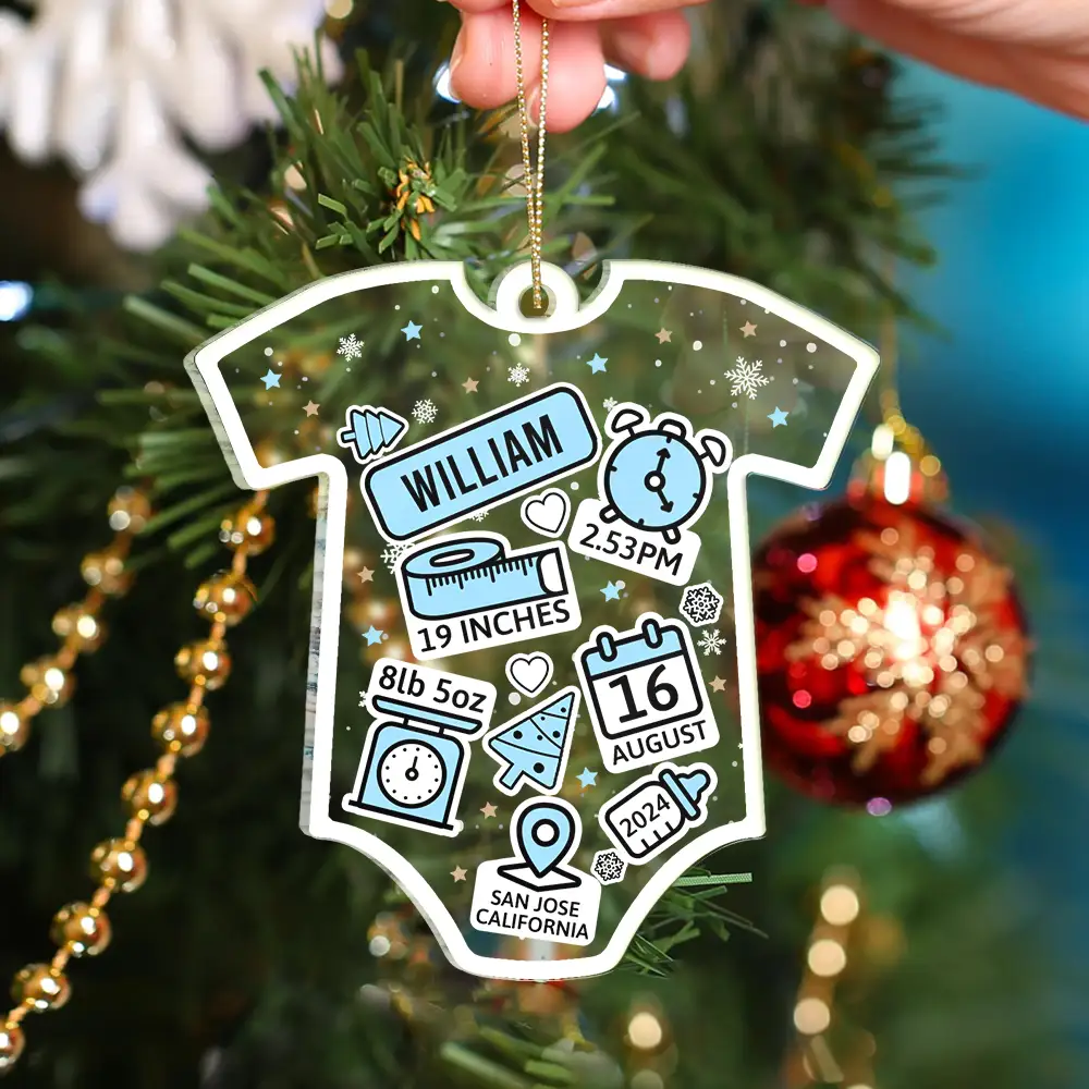 Baby First Christmas - Personalized Custom Shaped Acrylic Ornament - Image 4