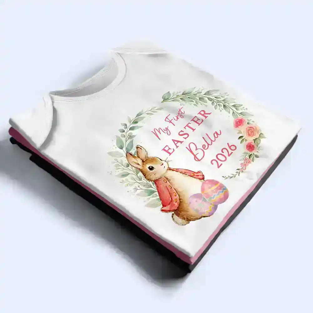 Baby First Easter With Bunny - Personalized Baby Onesie - Image 3