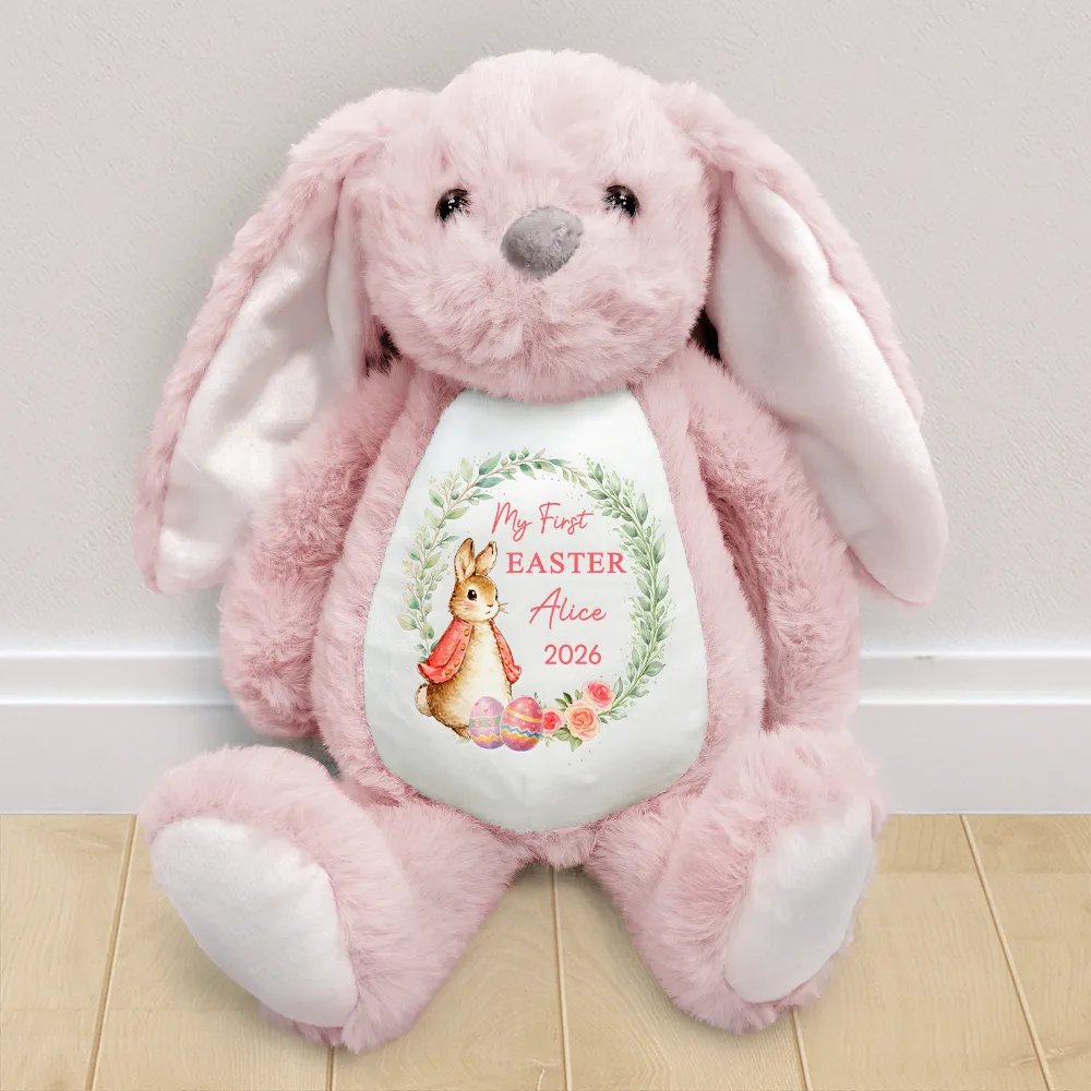 Baby First Easter With Bunny - Personalized Soft Toy Bunny - Image 2