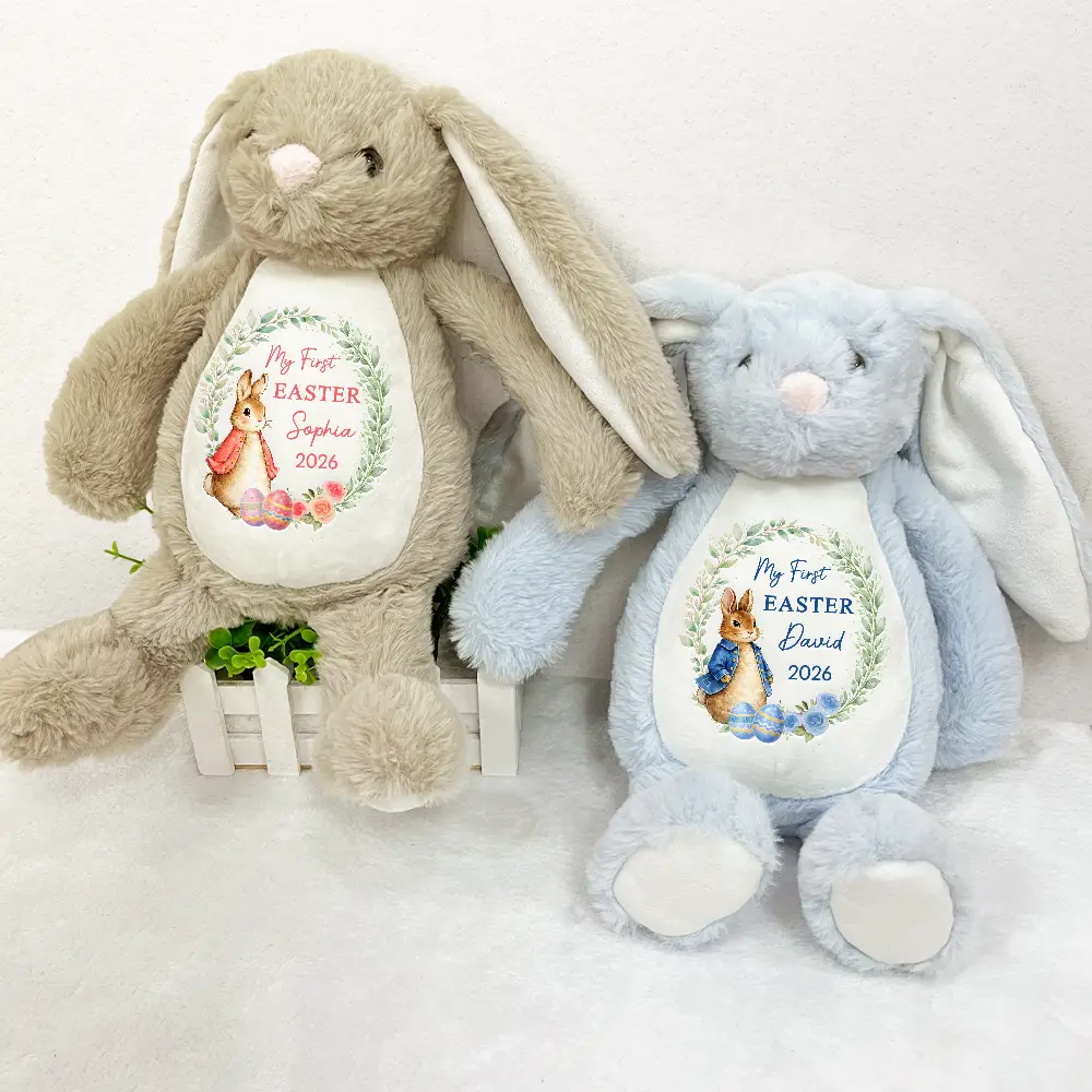 Baby First Easter With Bunny - Personalized Soft Toy Bunny - Image 3