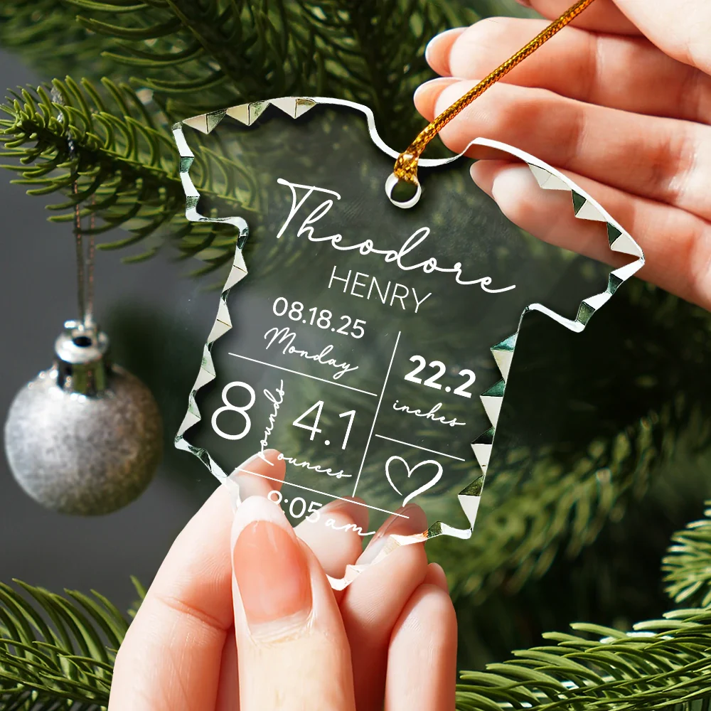 Baby Information - Personalized Onesie Shaped Glass Ornament - Image 2