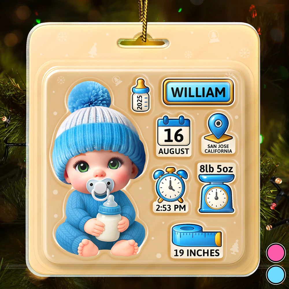Baby Information Toy Box - Personalized Custom Shaped Acrylic Ornament