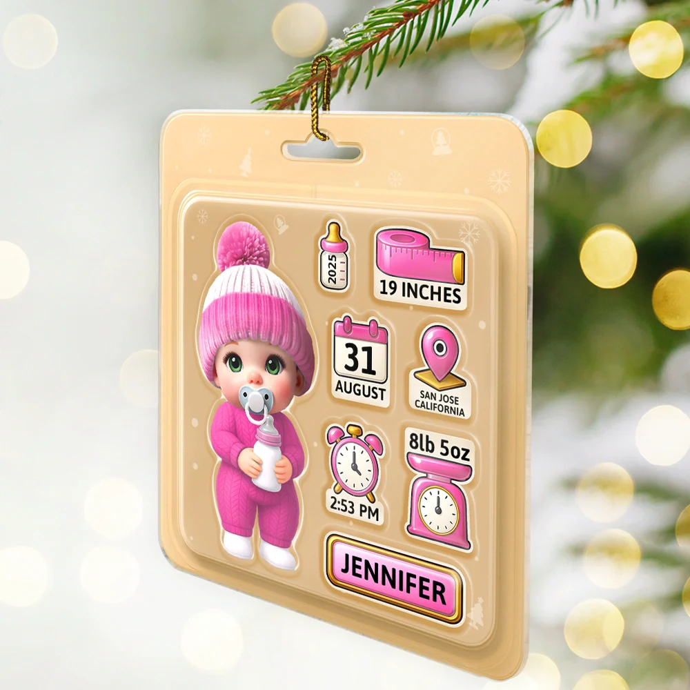 Baby Information Toy Box - Personalized Custom Shaped Acrylic Ornament - Image 2