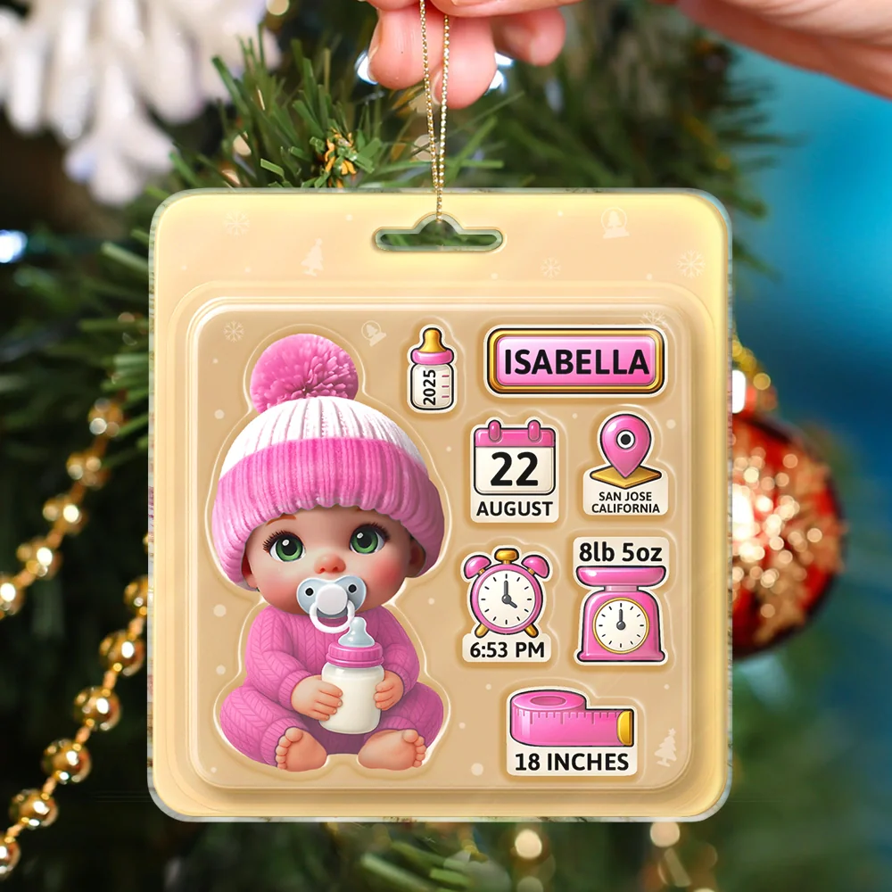 Baby Information Toy Box - Personalized Custom Shaped Acrylic Ornament - Image 4