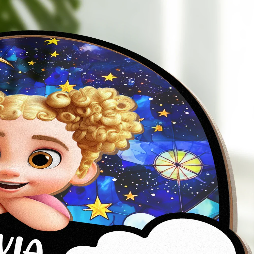 Baby Kid On The Rainbow - Personalized Plug-in Night Light - Image 4