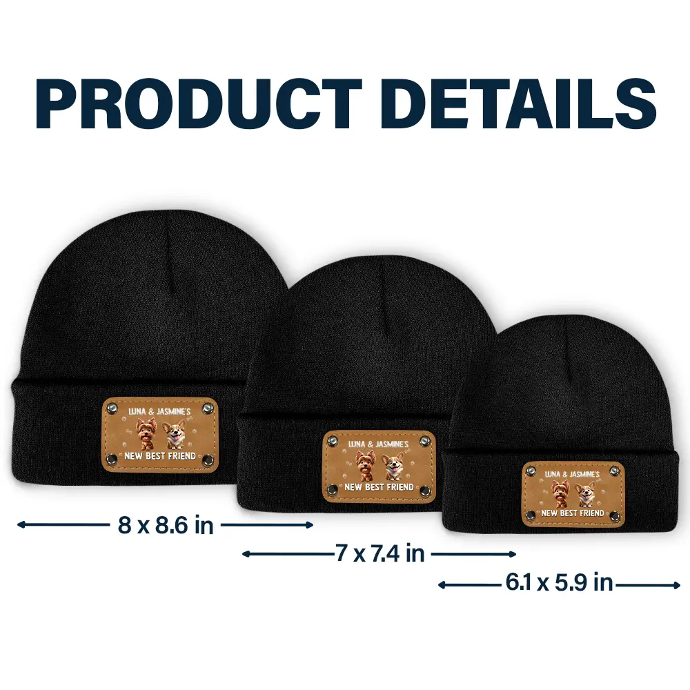 Baby New Best Friend 3D Effect Funny Dog - Personalized Beanie With Leather Patch - Image 6