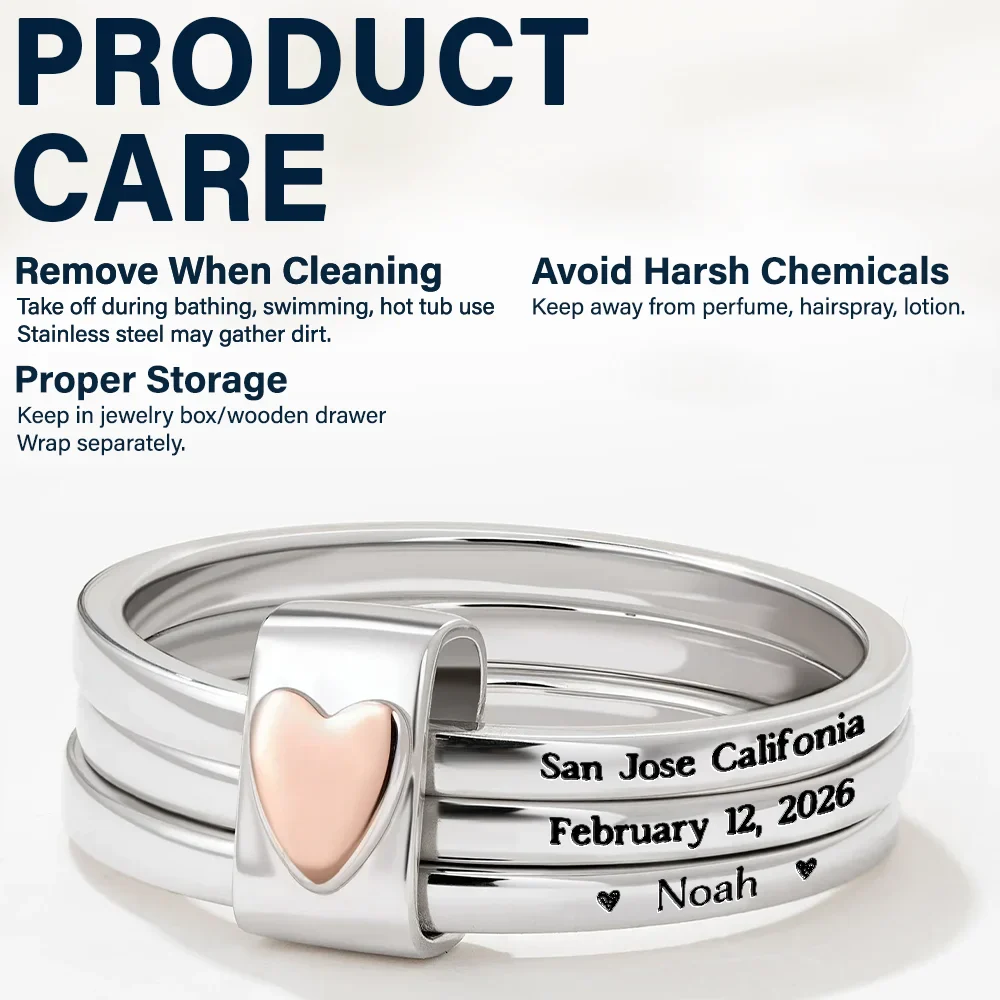 Baby Newborn Information - Personalized Heart Stacking Rings - Image 4