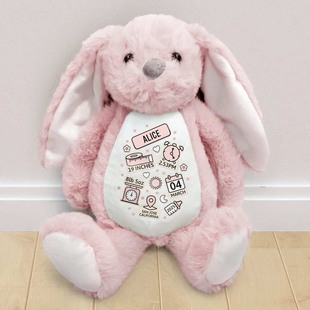 Baby's Announcement Newborn - Personalized Soft Toy Bunny - Image 2