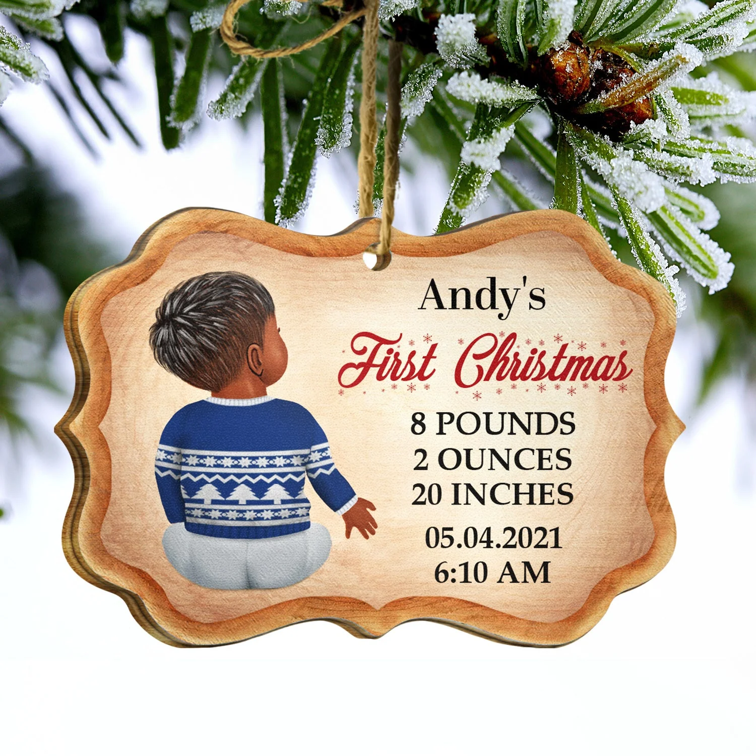 Baby's First Christmas Parents - Christmas Gift - Personalized Custom Wooden Ornament - Image 2