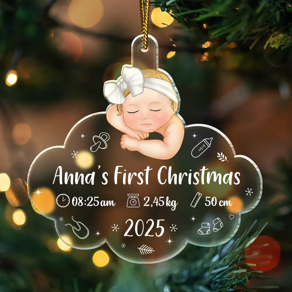 Baby's First Christmas - Personalized Custom Shaped Acrylic Ornament - Image 3