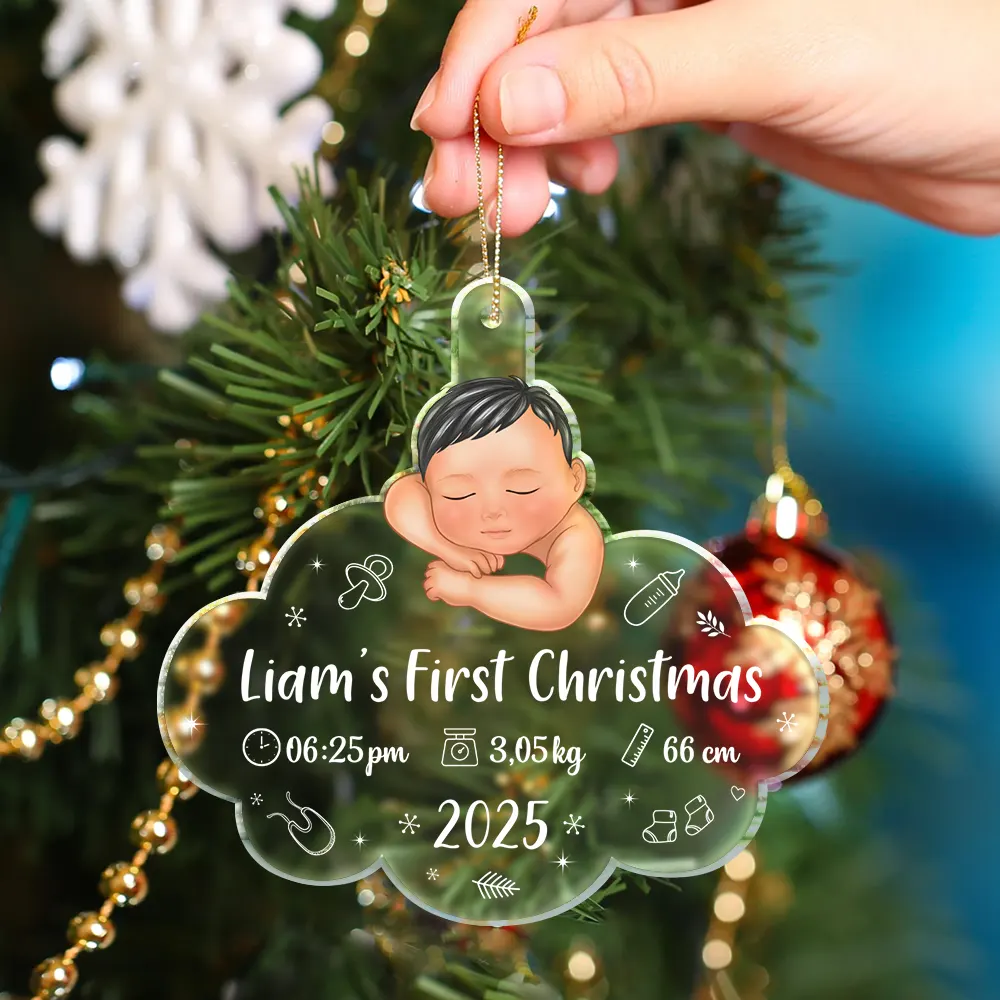 Baby's First Christmas - Personalized Custom Shaped Acrylic Ornament - Image 4