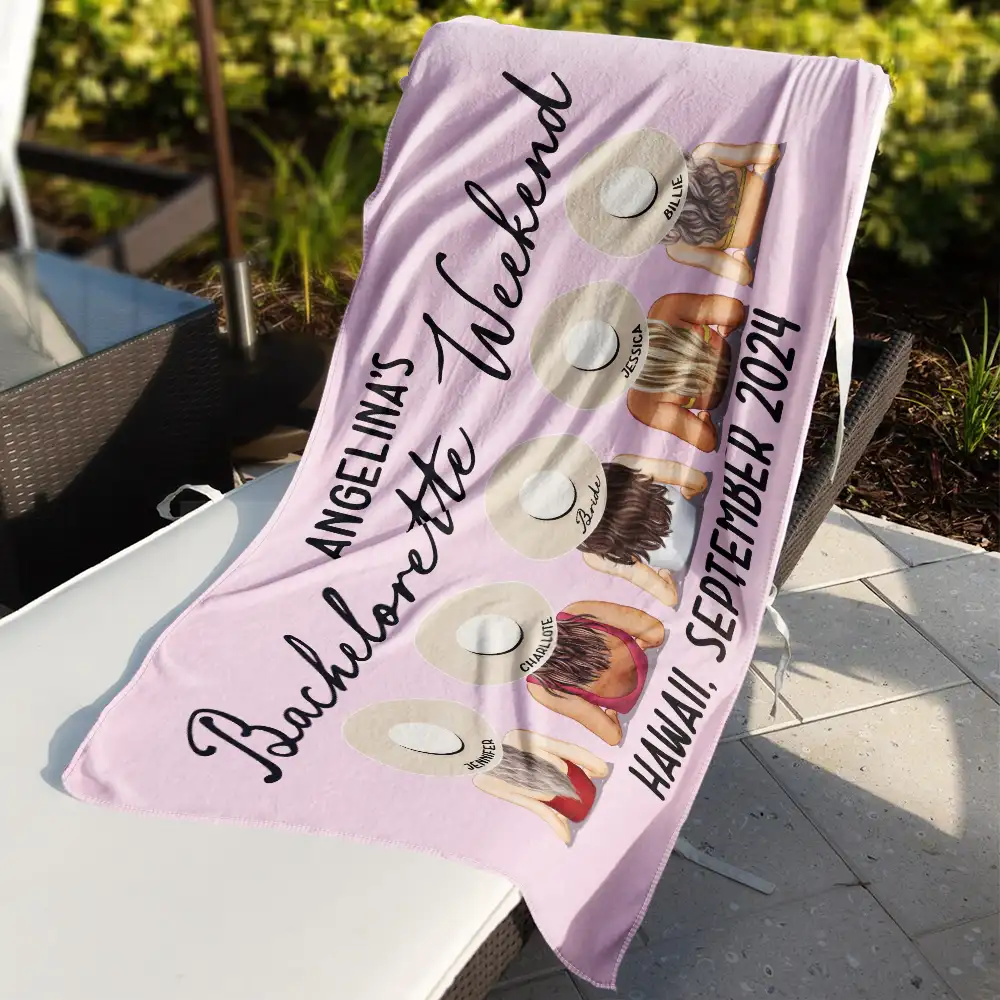 Bachelorette Weekend - Personalized Beach Towel - Image 3