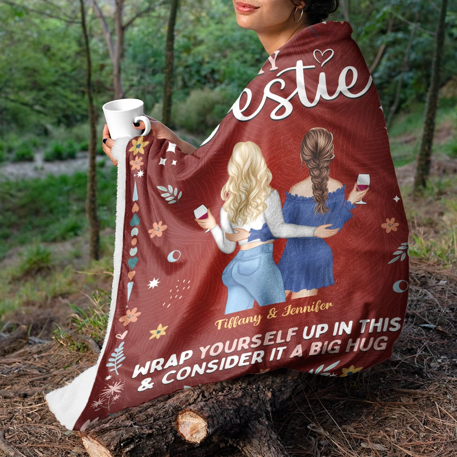 Back Side To My Bestie Wrap Yourself Up - Gift For Bestie - Personalized Fleece Blanket - Image 5