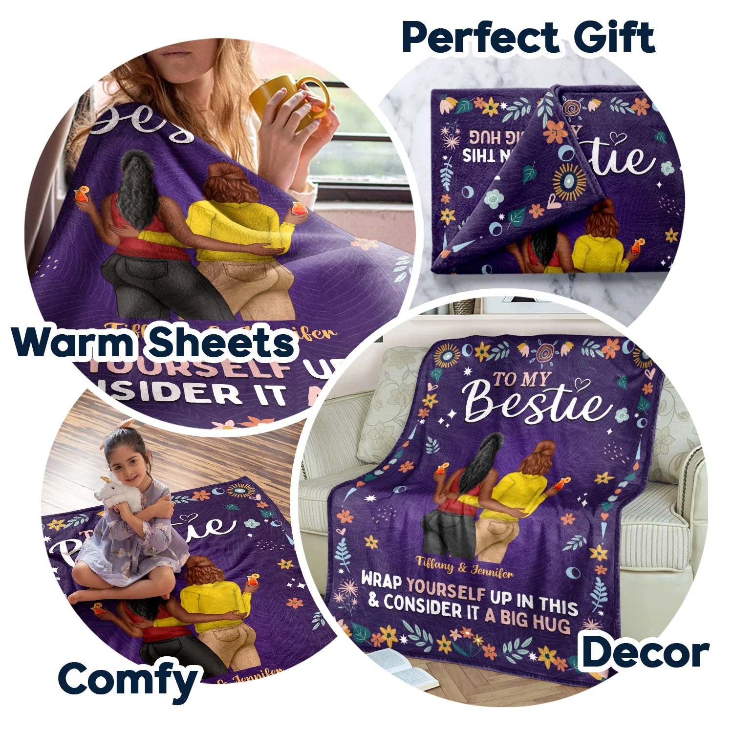 Back Side To My Bestie Wrap Yourself Up - Gift For Bestie - Personalized Fleece Blanket - Image 7