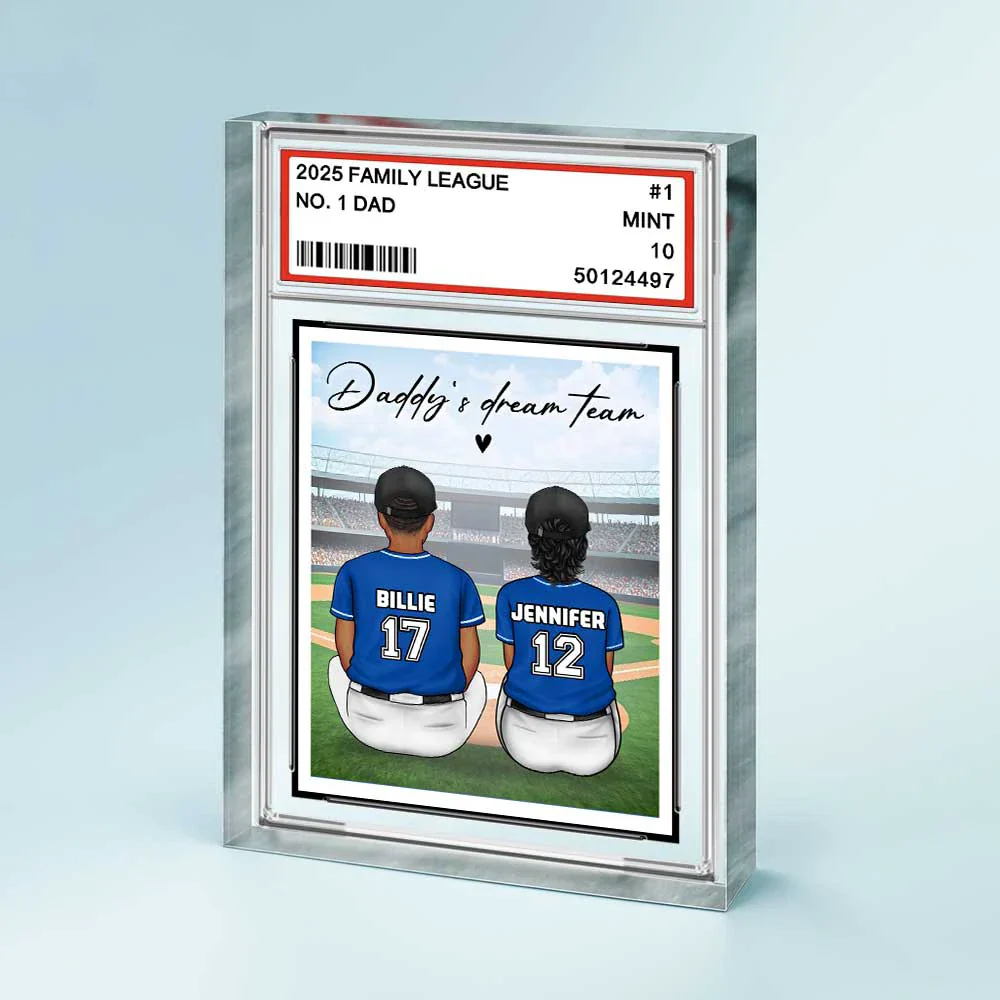 Backside Baseball Family Card Style - Personalized Rectangle Shaped Acrylic Plaque - Image 2