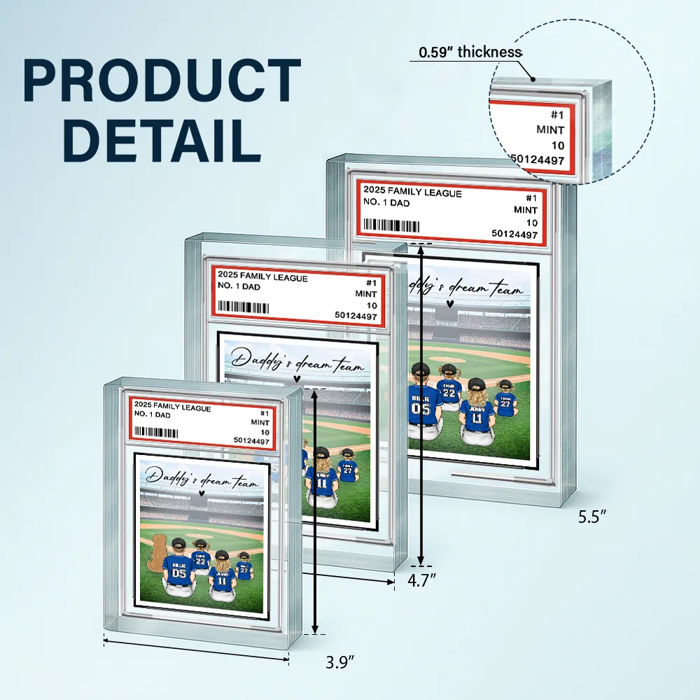 Backside Baseball Family Card Style - Personalized Rectangle Shaped Acrylic Plaque - Image 4