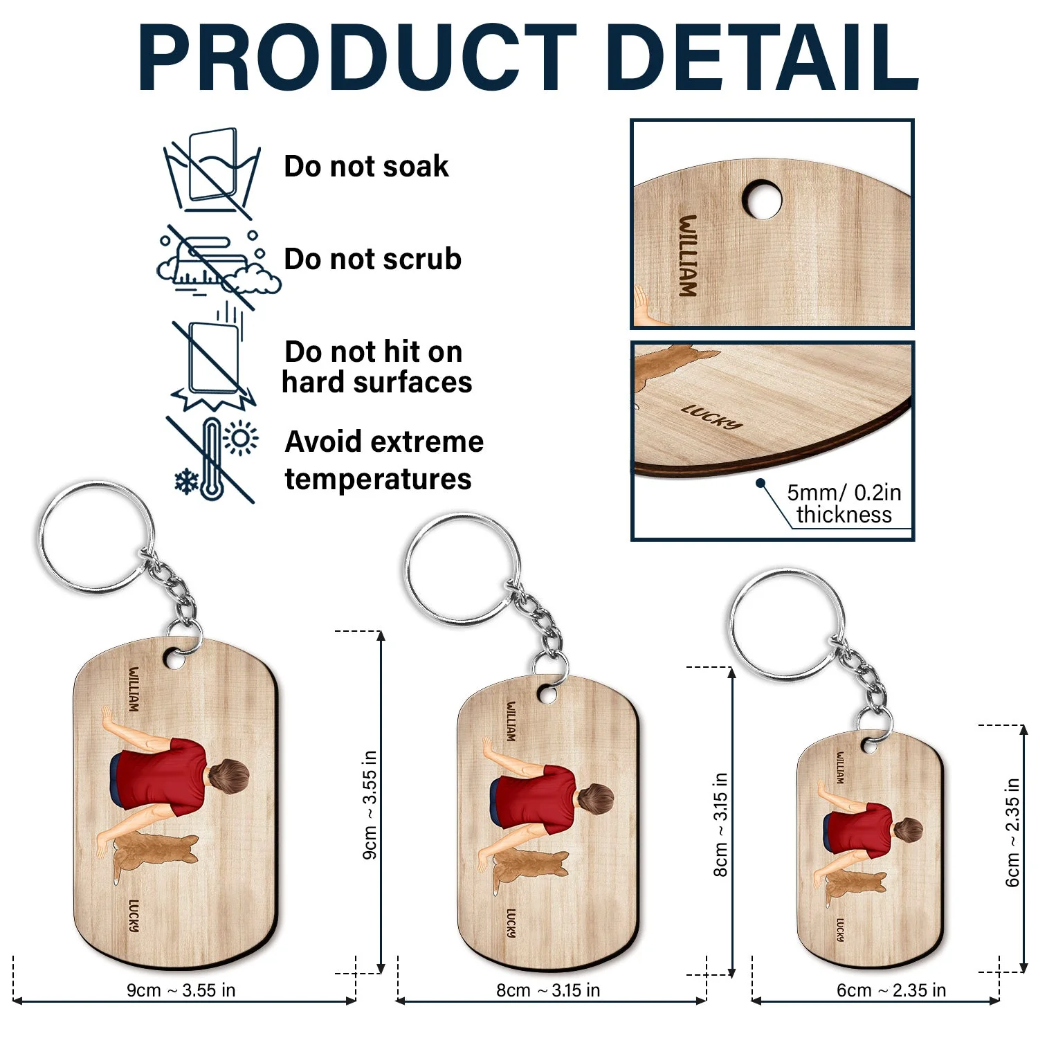 Backside Best Dad Ever - Gift For Father - Personalized Wooden Keychain - Image 5