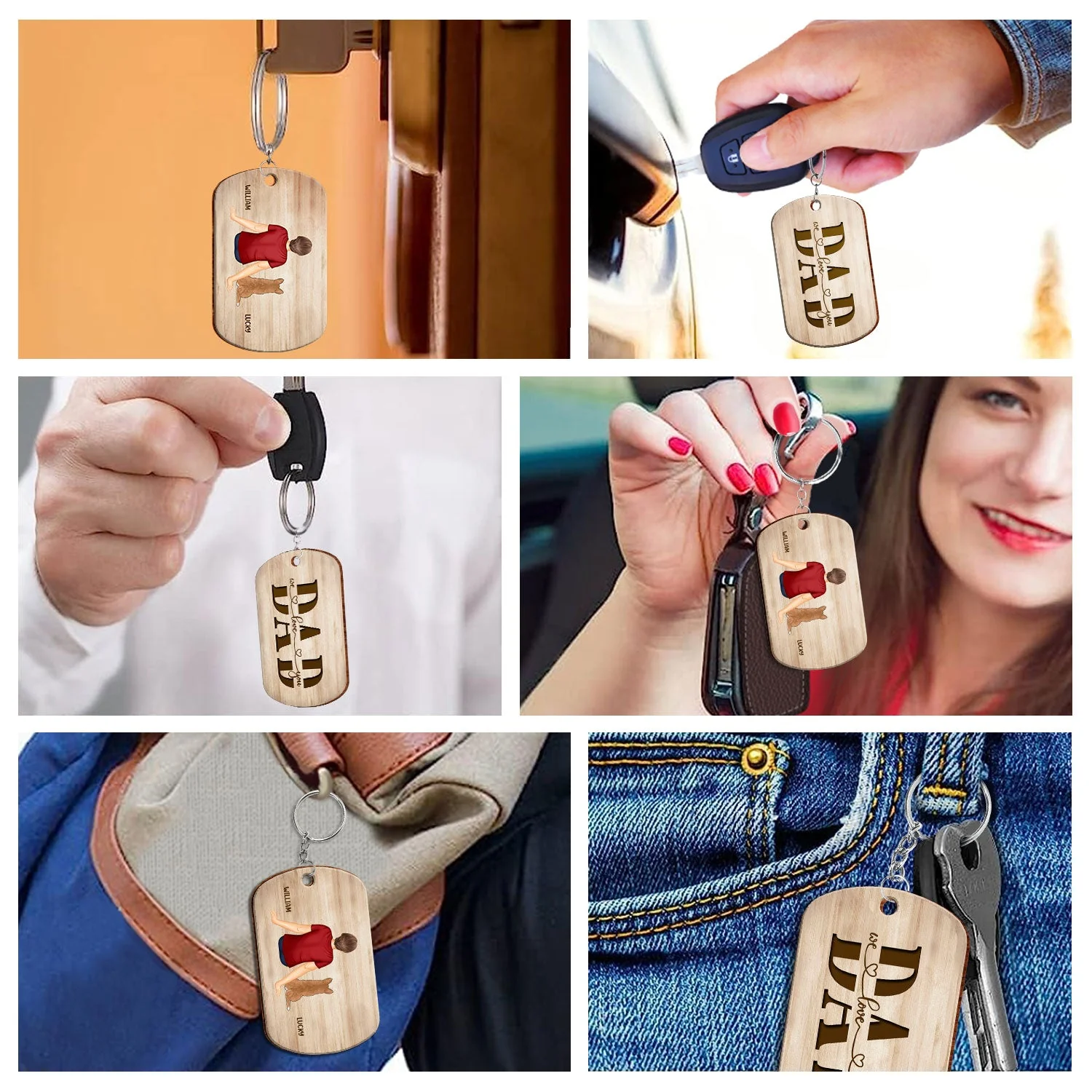 Backside Best Dad Ever - Gift For Father - Personalized Wooden Keychain - Image 6
