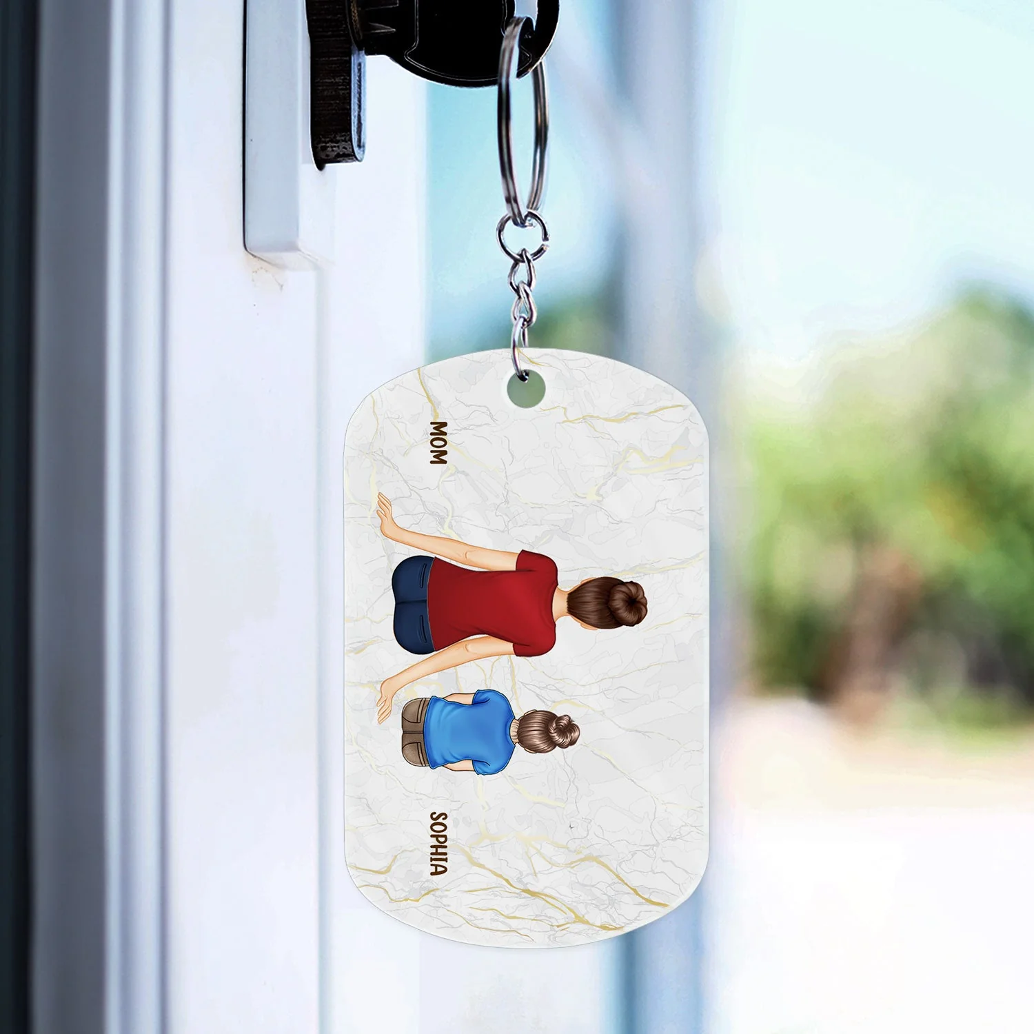 Backside Mom We Love You - Gift For Mother - Personalized Acrylic Keychain - Image 3