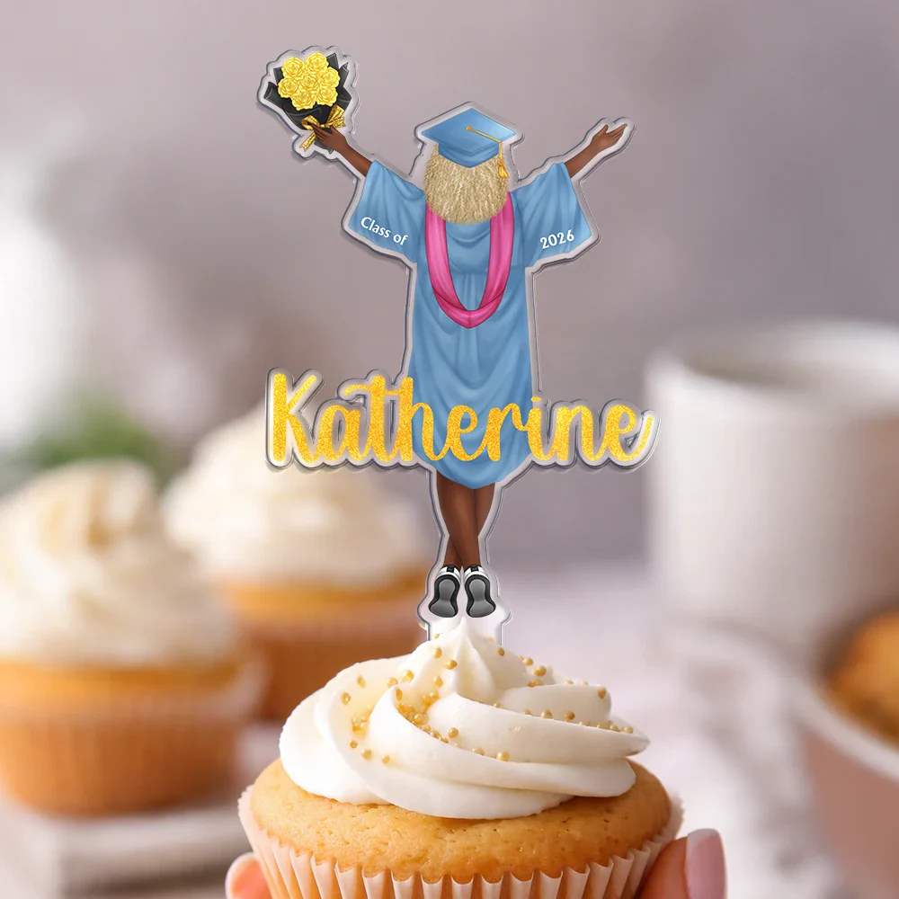 Backside Woman Man Graduation - Personalized Acrylic Cake Topper - Image 4