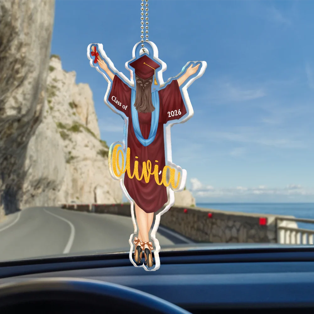 Backside Woman Man Graduation - Personalized Acrylic Car Hanger - Image 2