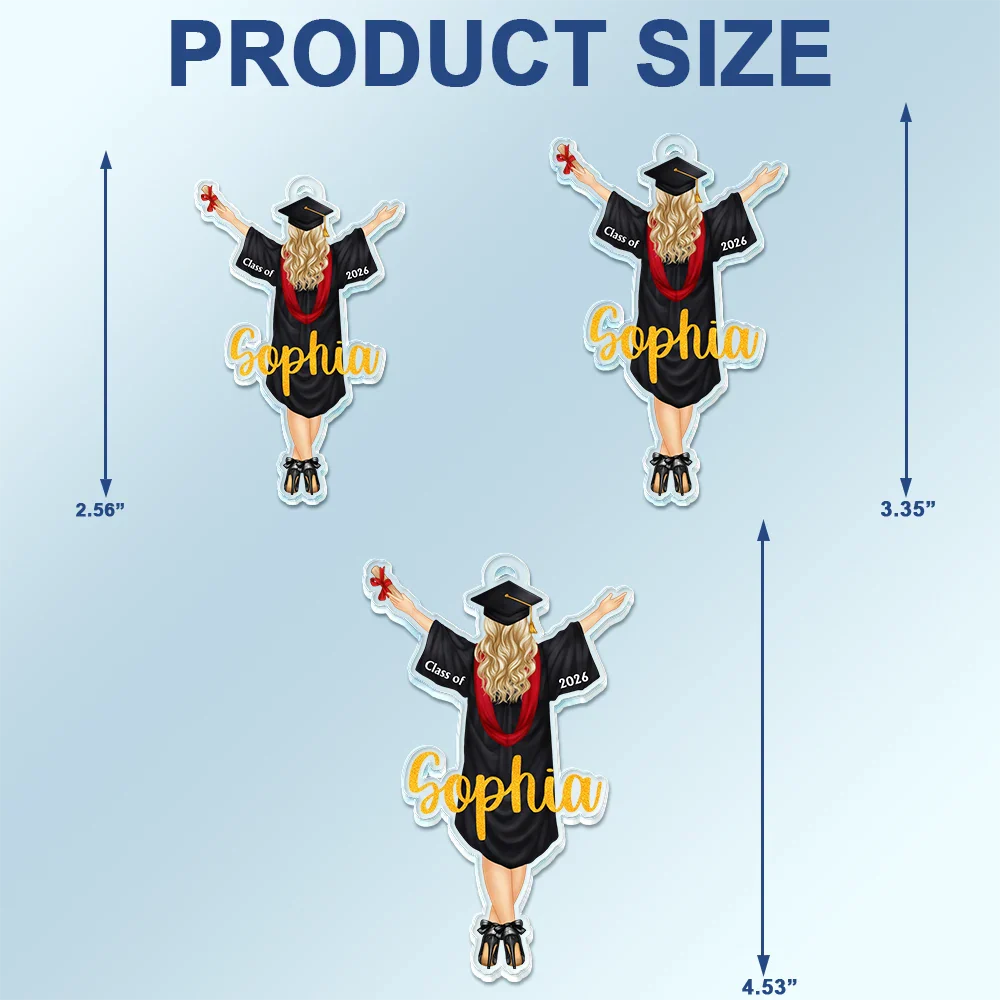 Backside Woman Man Graduation - Personalized Acrylic Car Hanger - Image 4