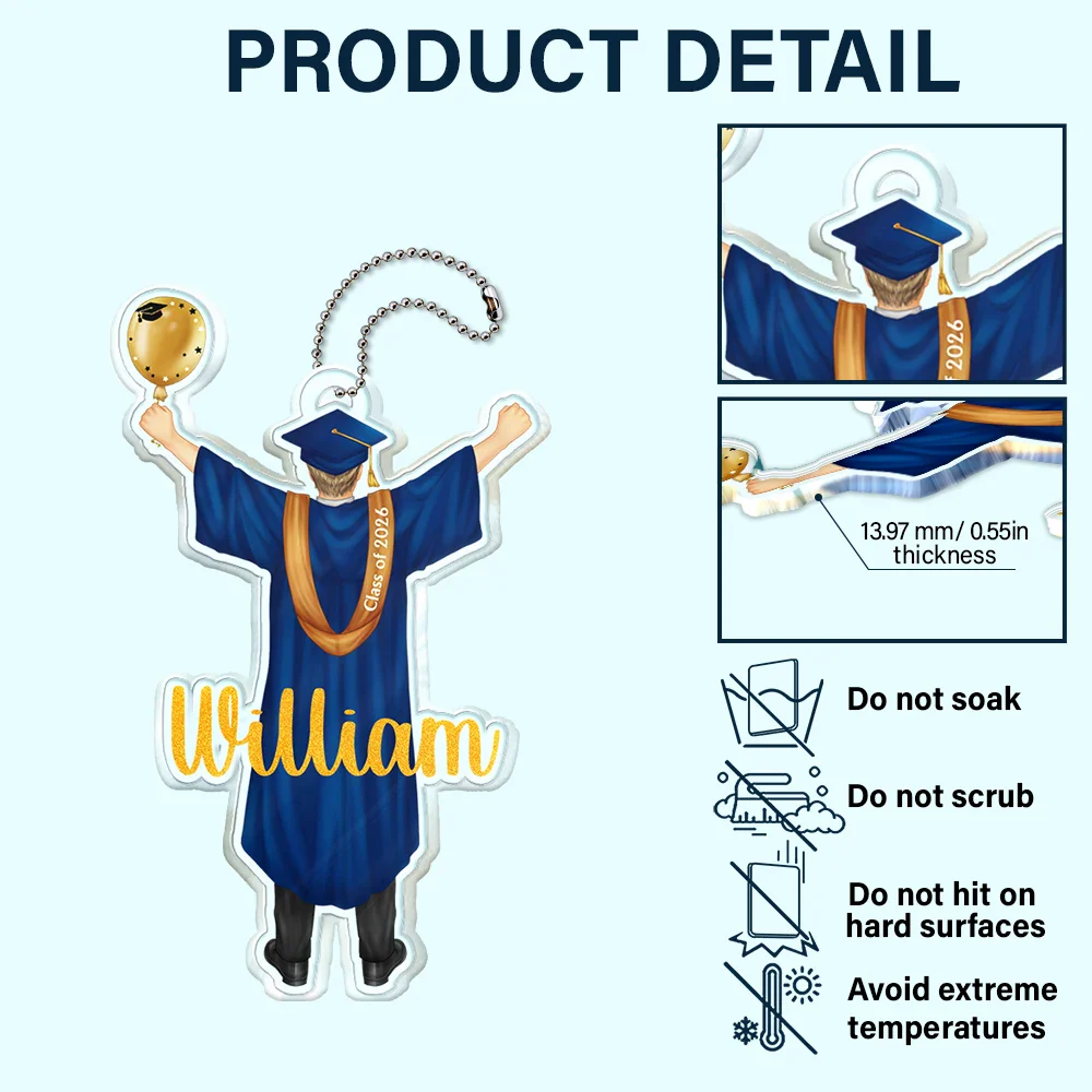 Backside Woman Man Graduation - Personalized Acrylic Car Hanger - Image 5