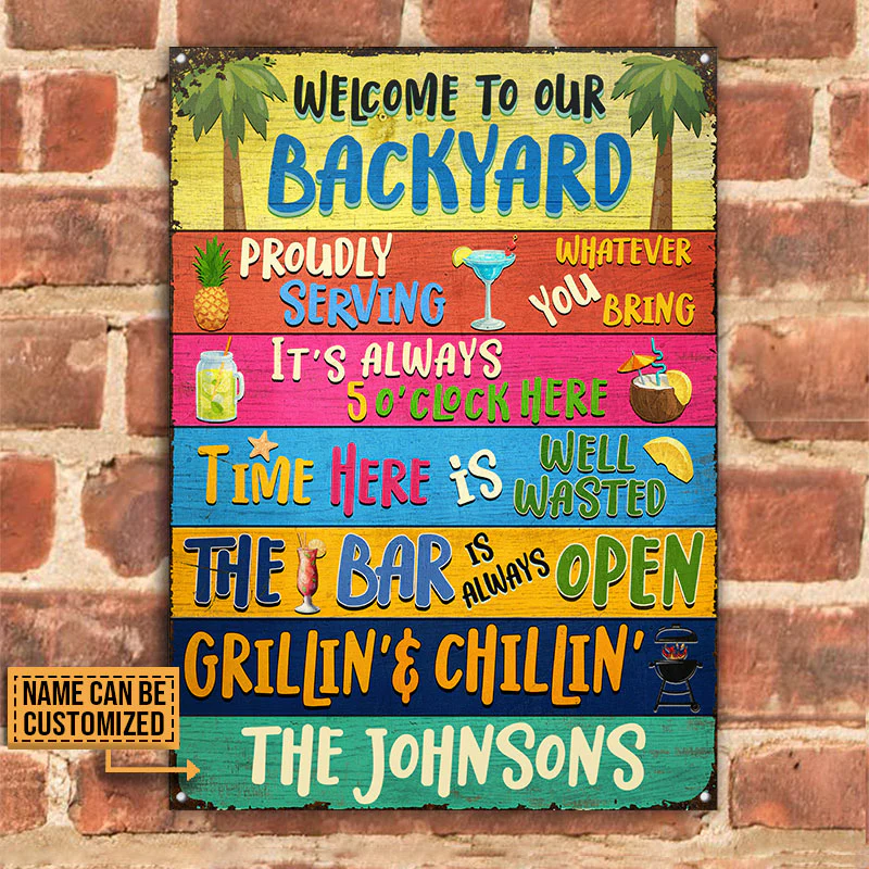 Backyard Bar Grilling Welcome To Custom Classic Metal Signs - Image 2