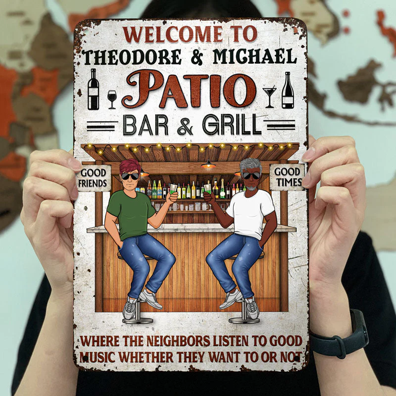 Backyard Bar Where Memories Are Made And Often Forgotten In The Morning - Gift For Couples - Personalized Custom Classic Metal Signs - Image 3
