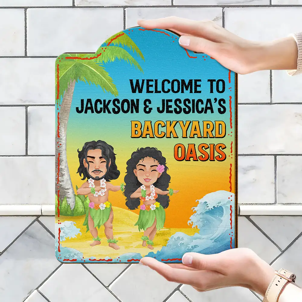 Backyard Oasis - Personalized Custom Shaped Wood Sign - Image 4