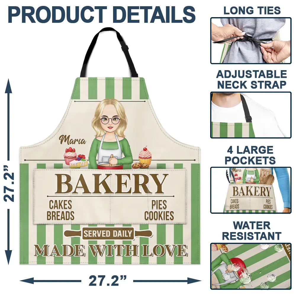 Baking Woman Made With Love - Personalized Apron - Image 4