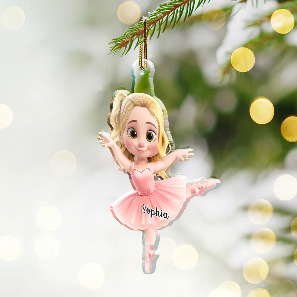 Ballerina Cute Girl 3D Effect - Personalized Custom Shaped Acrylic Ornament - Image 3