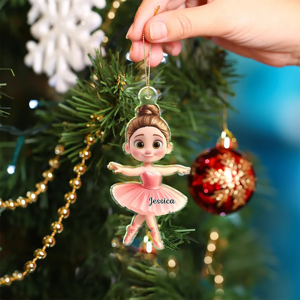 Ballerina Cute Girl 3D Effect - Personalized Custom Shaped Acrylic Ornament - Image 5
