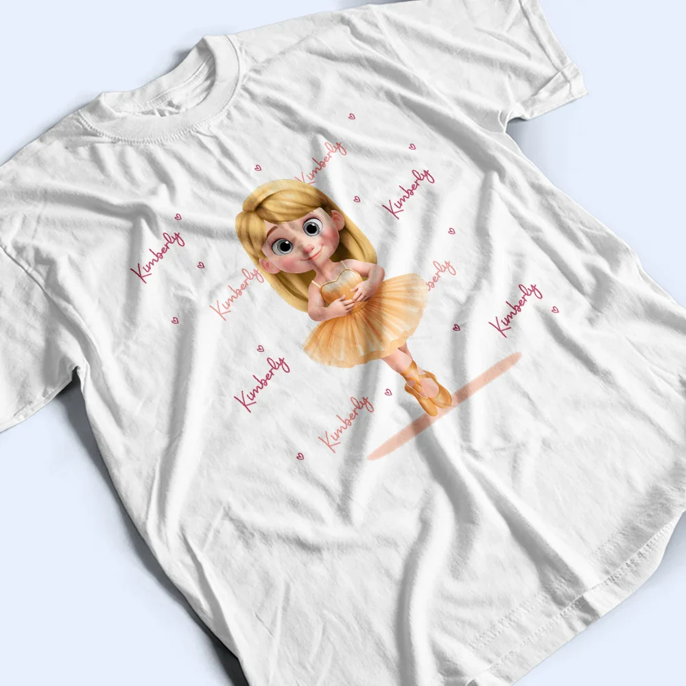 Ballerina Cute Girl 3D Effect - Personalized T Shirt - Image 3
