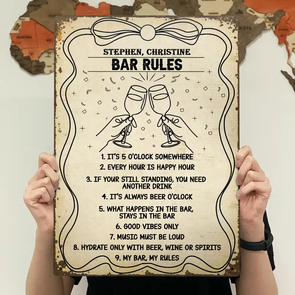 Bar Rules Funny - Personalized Classic Metal Signs - Image 4