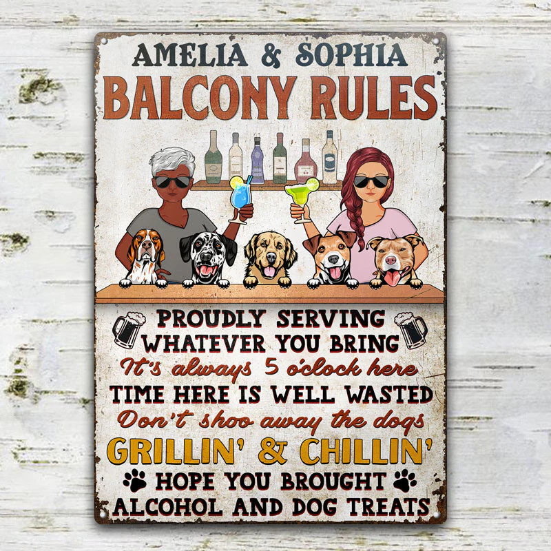Bar Rules Proudly Serving Whatever You Bring Couple Husband Wife - Gift For Dog Lovers - Personalized Custom Classic Metal Signs - Image 2