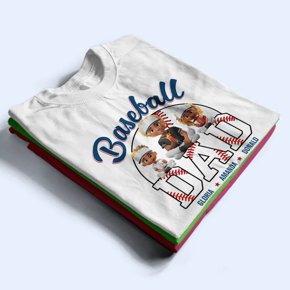 Baseball Dad 3D Effect - Personalized T Shirt - Image 2