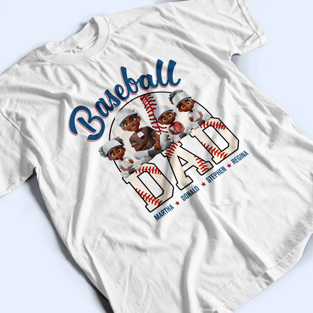 Baseball Dad 3D Effect - Personalized T Shirt - Image 3