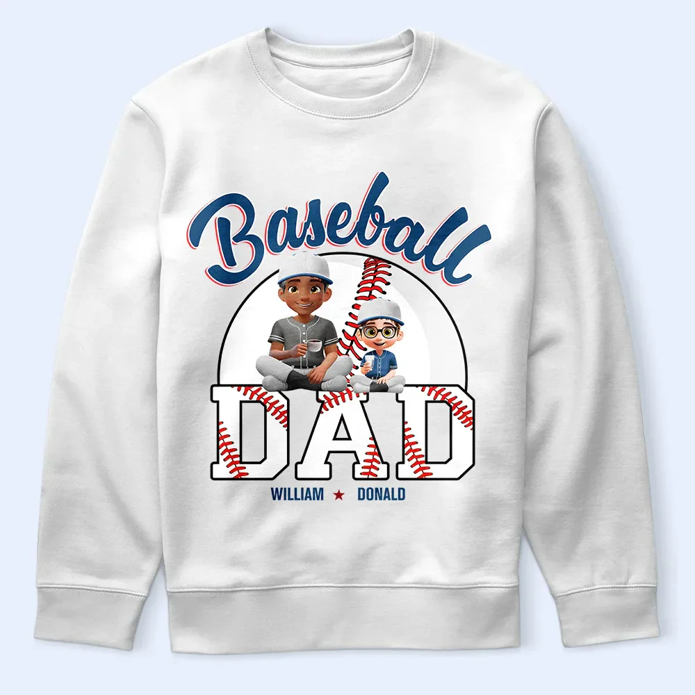 Baseball Dad 3D Effect - Personalized T Shirt - Image 5