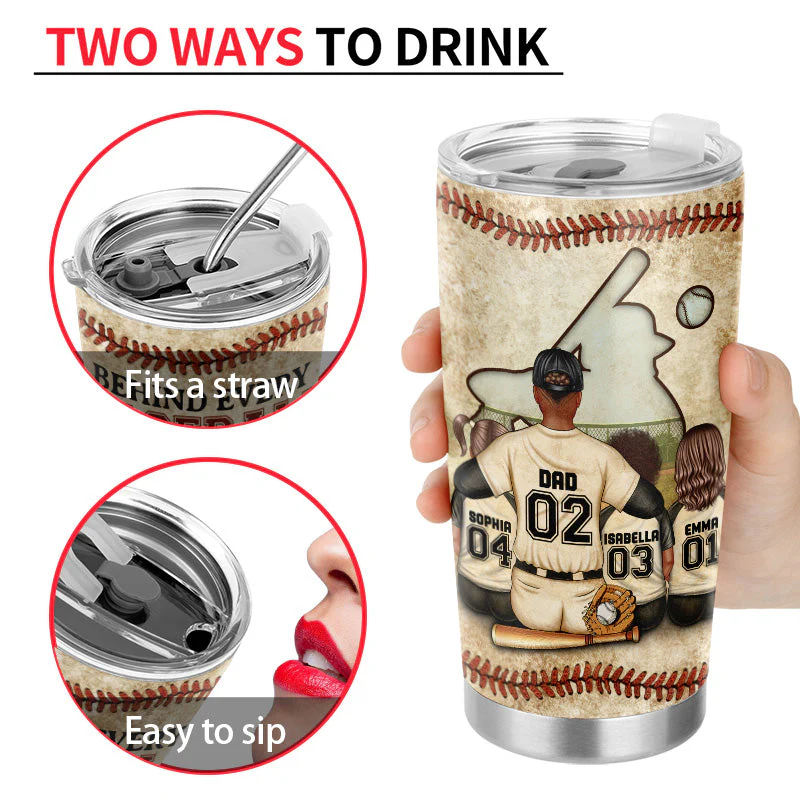 Baseball Dad Behind Every Baseball Player - Gift For Father, Grandpa - Personalized Custom Tumbler - Image 4