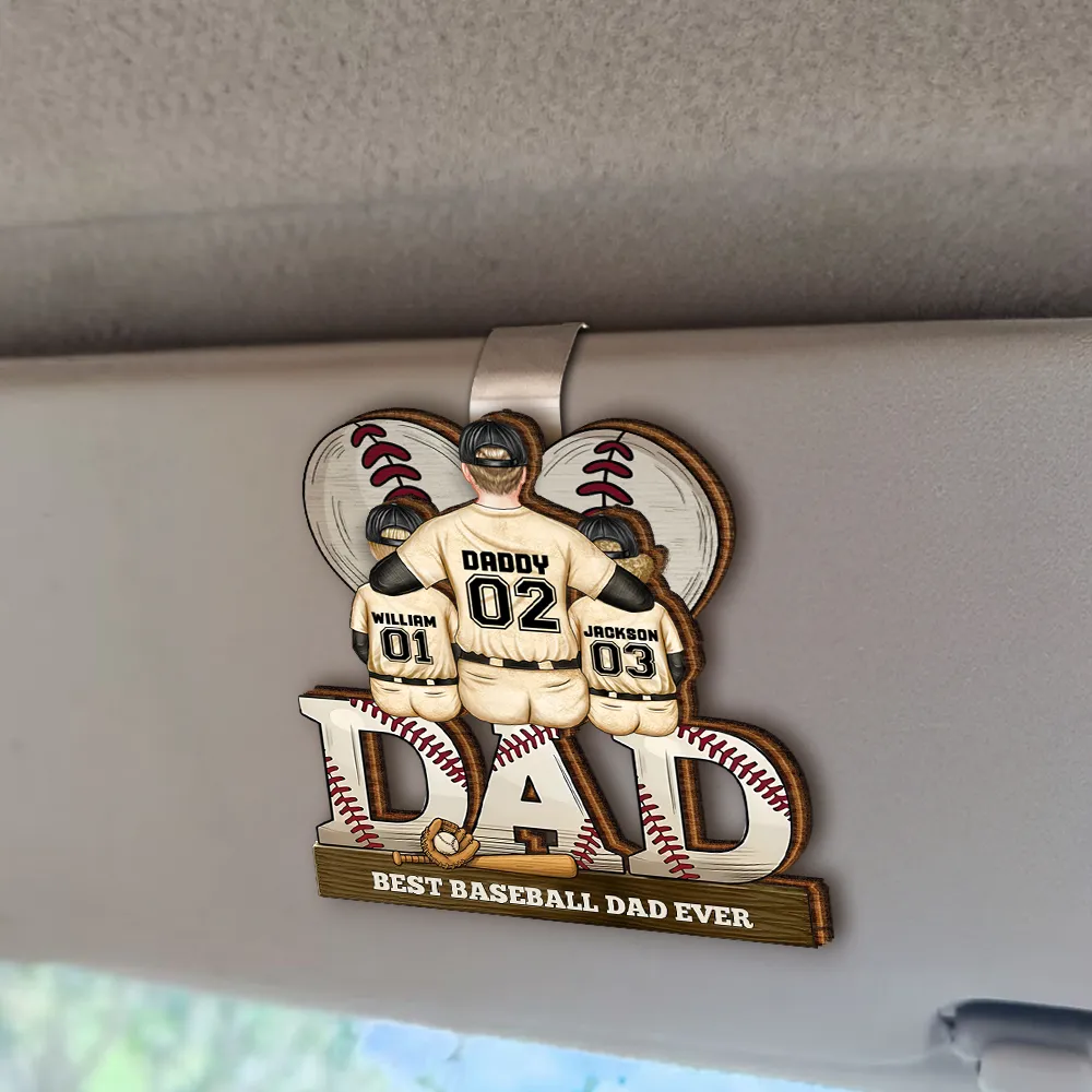 Baseball Dad Behind Every Baseball Player - Personalized Custom Shaped Car Visor Clip - Image 2