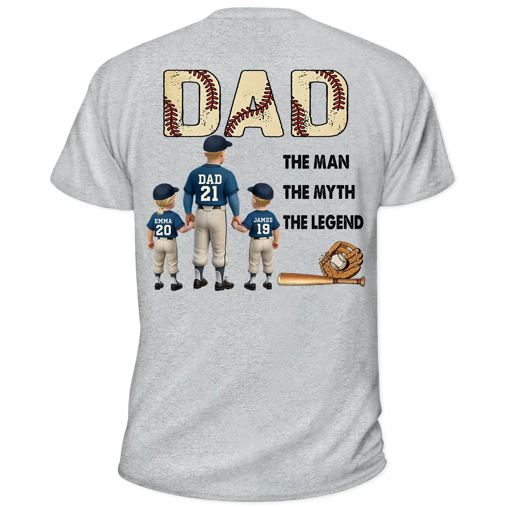 Baseball Dad The Man The Myth The Legend - Personalized T Shirt - Image 2