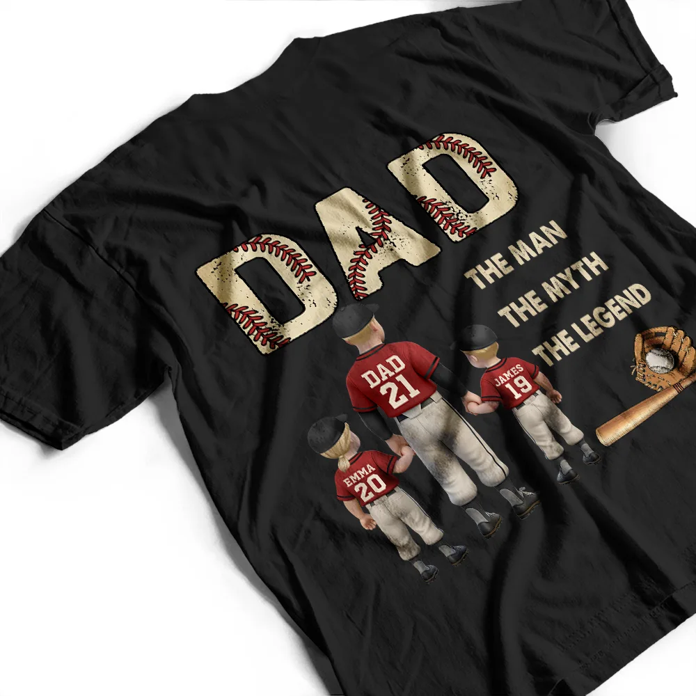Baseball Dad The Man The Myth The Legend - Personalized T Shirt - Image 4