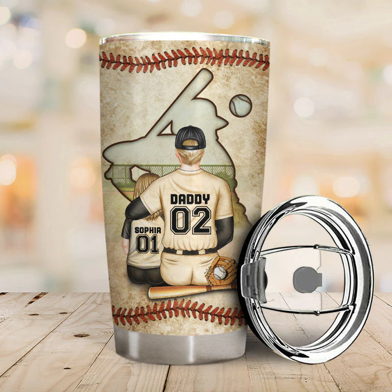 Baseball Dear Dad Thank You For Teaching Me - Father Gift - Personalized Custom Tumbler - Image 2
