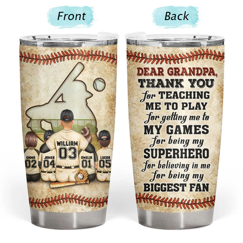 Baseball Dear Dad Thank You For Teaching Me - Father Gift - Personalized Custom Tumbler - Image 3