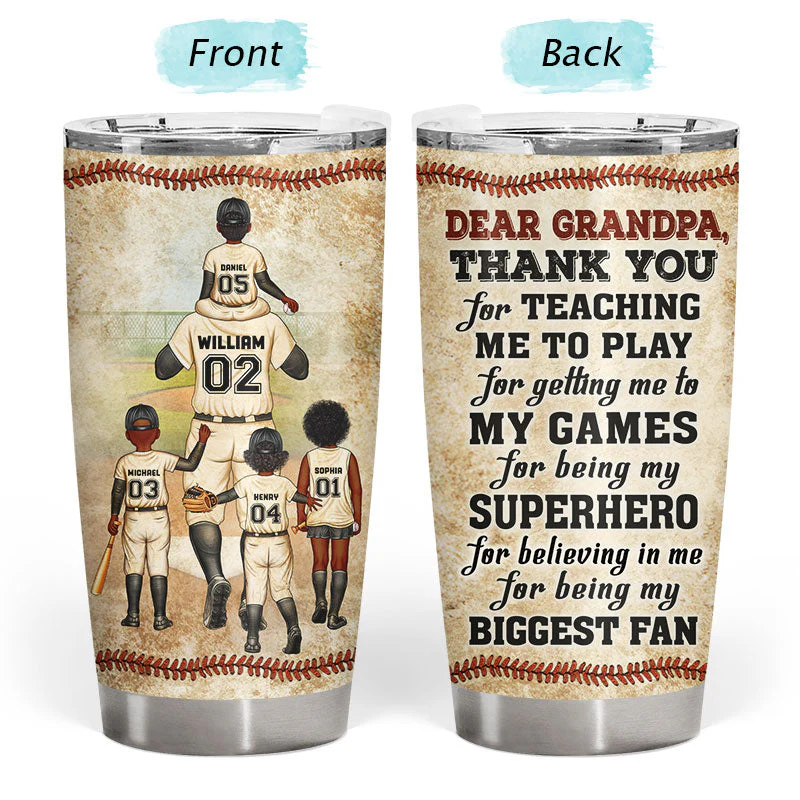 Baseball Dear Dad Thank You For Teaching Me - Gift For Father - Personalized Custom Tumbler - Image 3