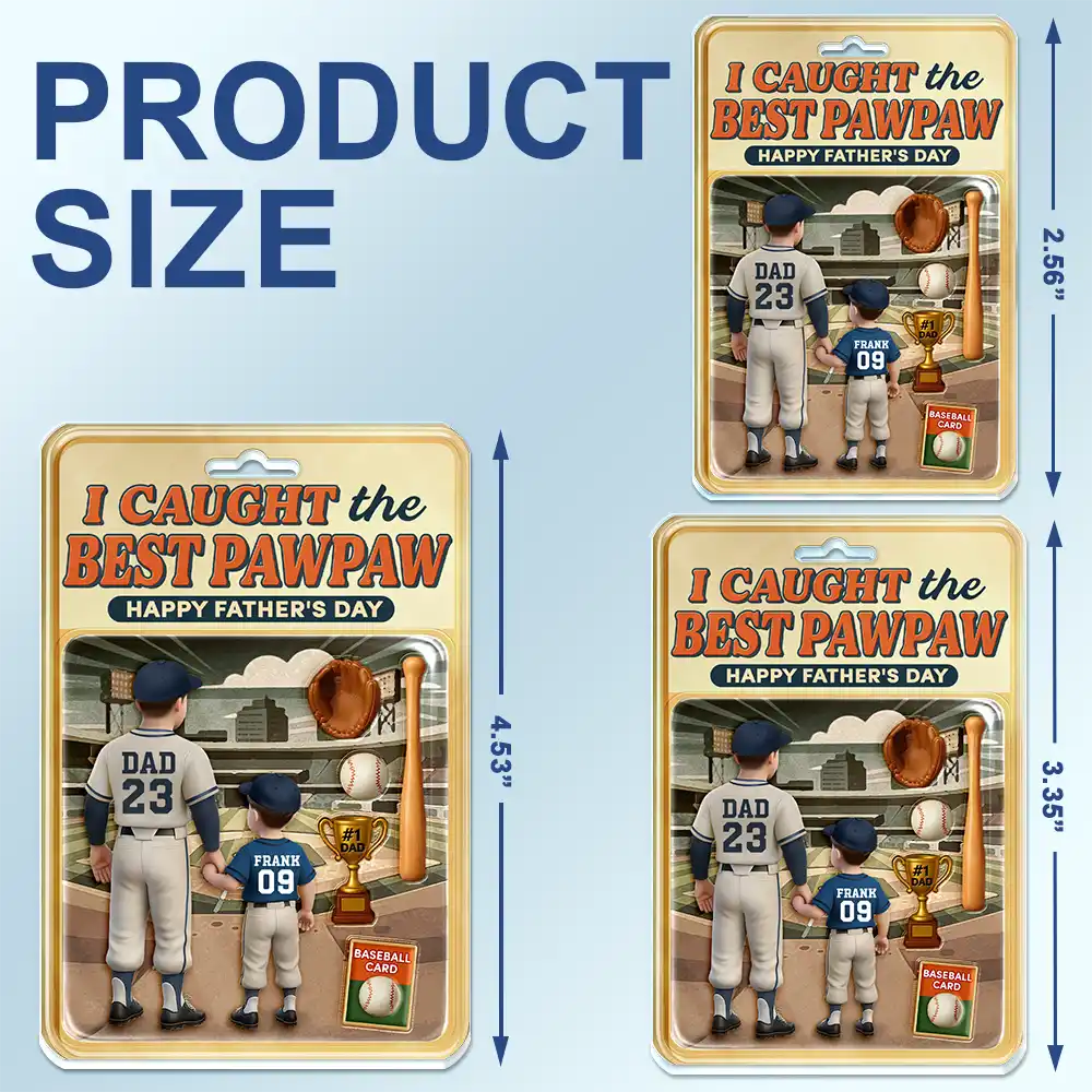 Baseball I Caught The Best Dad Doll Box Effect Figure Style - Personalized Acrylic Car Hanger - Image 4